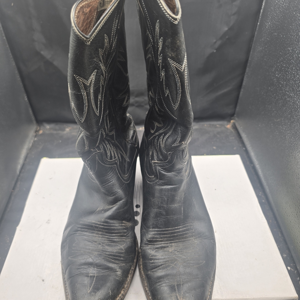 Justin Boots Black Leather Western Footwear‎